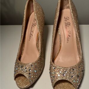 Elegant Gold Glitter Heels